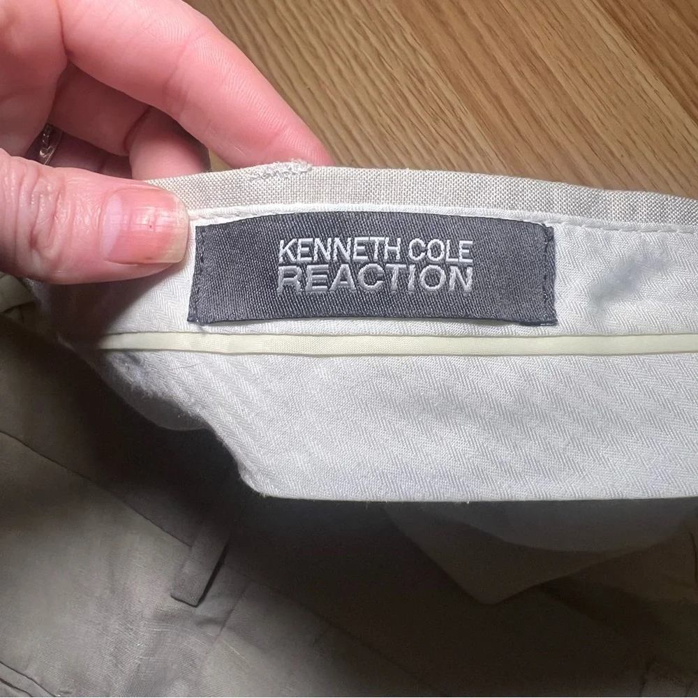 Kenneth Cole‎ Reaction Linen Pants Mens 36x26 Beige Dress Slacks Business Casual